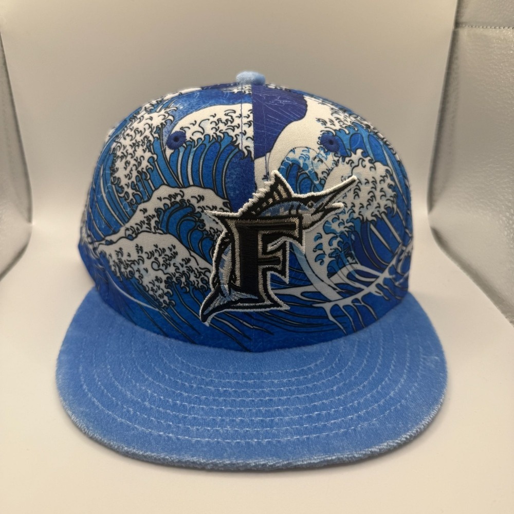 New Era 59Fifty Florida Marlins 10th Anniversary Blue Wave Hat Size 7 1/8